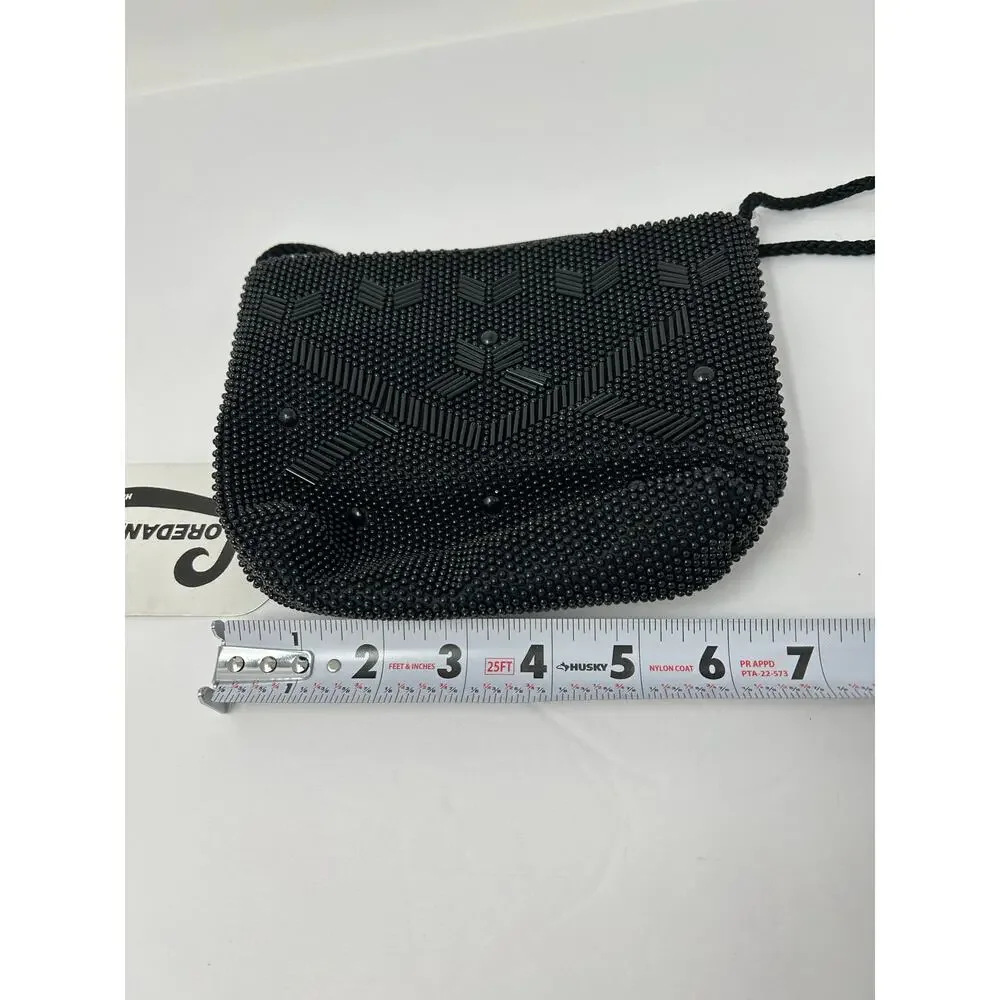 NEW Loredana Evening Bag Cross Body Black Beaded Prom Event Cocktail Party Glam